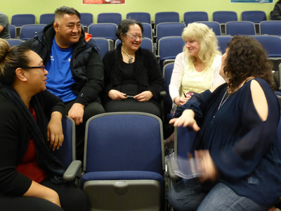 A group scheming during the business negotiation skills exercise at the Porirua PopUp Business School